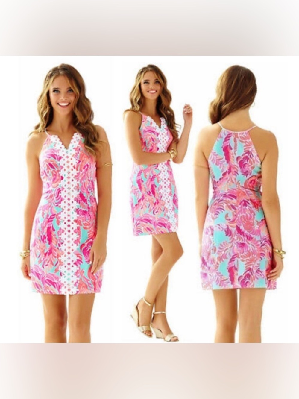 Lilly Pulitzer $198 Pearl Shift dress in Poolside Blue Love Birds #20801 Size 0